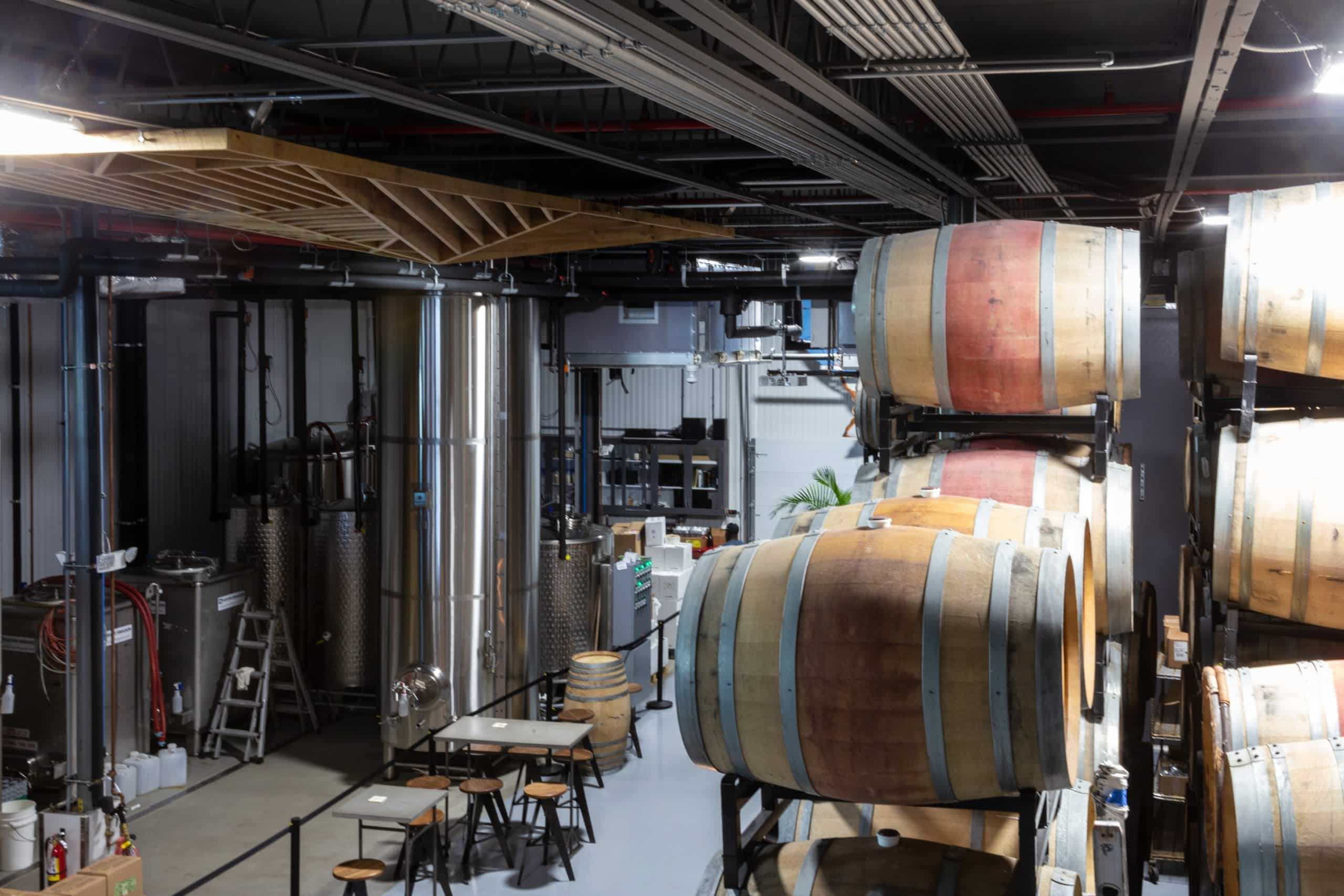 Bourbon barrel aging of beer